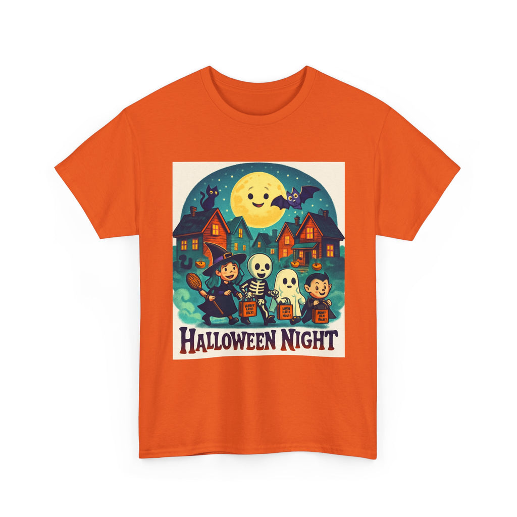 Halloween Night Unisex Heavy Cotton Tee, Spooky T-Shirt, Halloween Costume, Fall Apparel, Ghosts and Ghouls Shirt, Trick or Treat Top