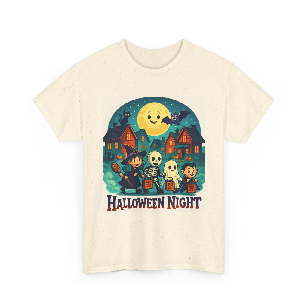 Halloween Night Unisex Heavy Cotton Tee, Spooky T-Shirt, Halloween Costume, Fall Apparel, Ghosts and Ghouls Shirt, Trick or Treat Top