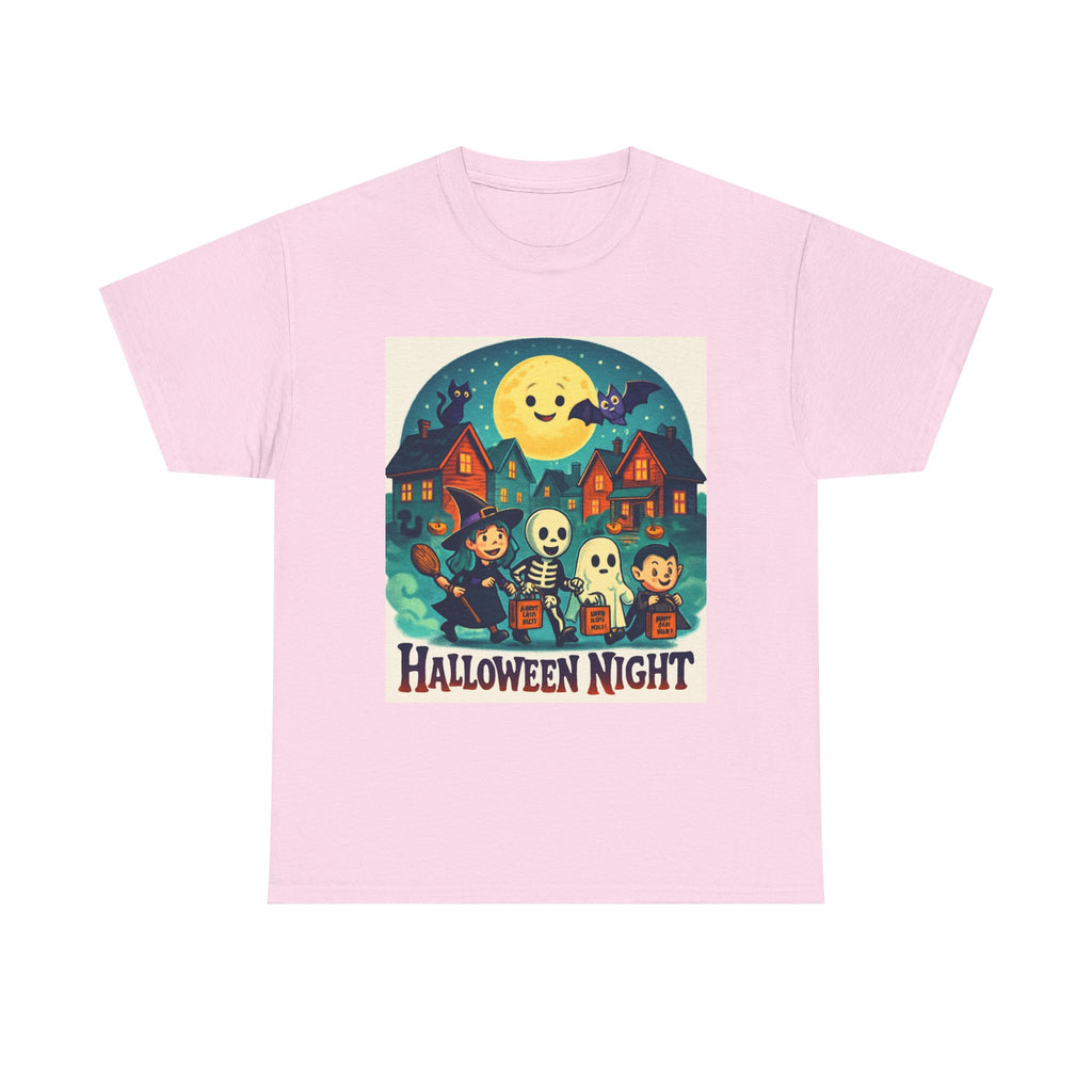 Halloween Night Unisex Heavy Cotton Tee, Spooky T-Shirt, Halloween Costume, Fall Apparel, Ghosts and Ghouls Shirt, Trick or Treat Top
