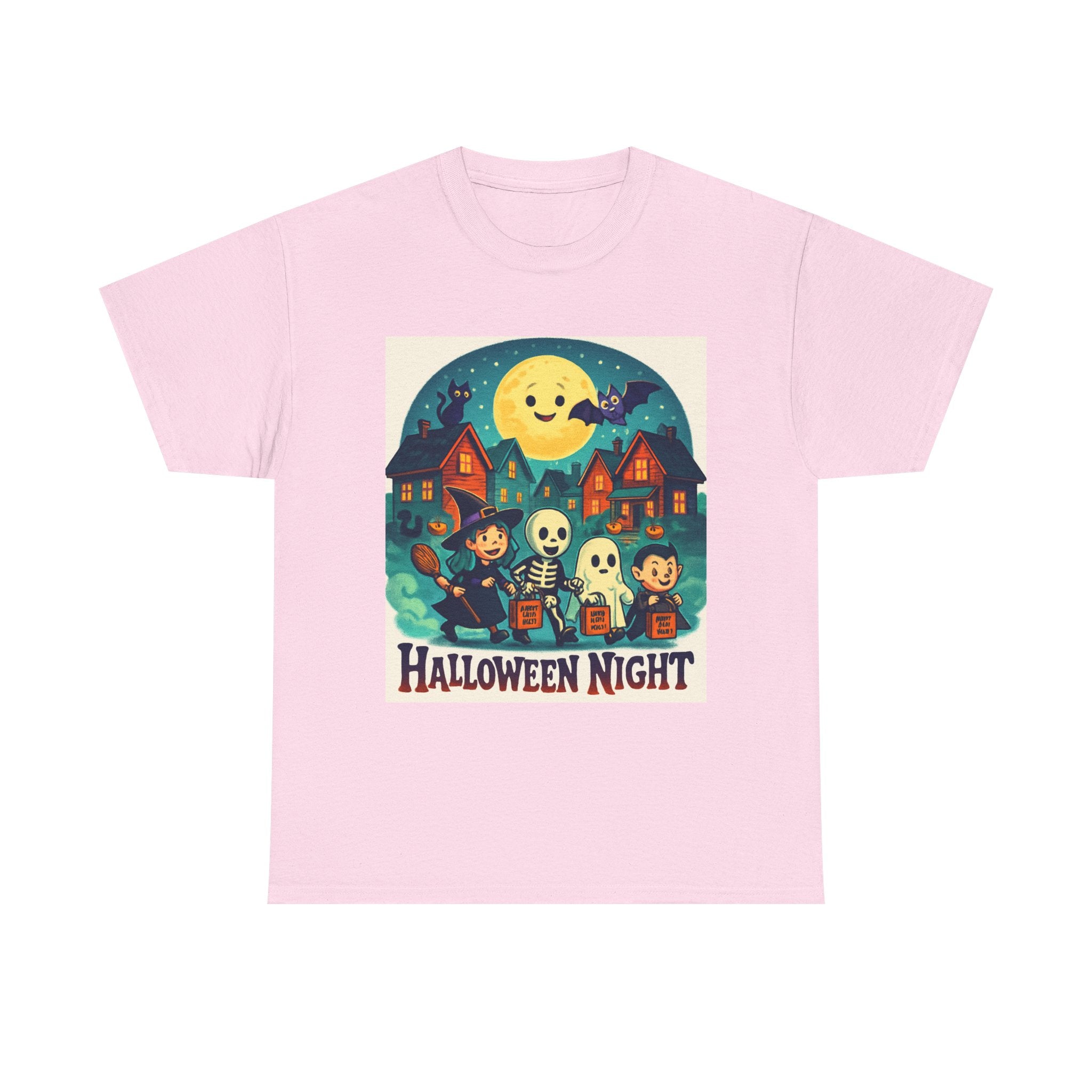 Halloween Night Unisex Heavy Cotton Tee, Spooky T-Shirt, Halloween Costume, Fall Apparel, Ghosts and Ghouls Shirt, Trick or Treat Top
