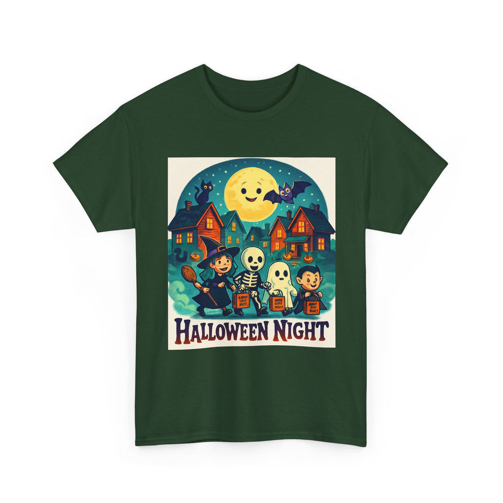 Halloween Night Unisex Heavy Cotton Tee, Spooky T-Shirt, Halloween Costume, Fall Apparel, Ghosts and Ghouls Shirt, Trick or Treat Top