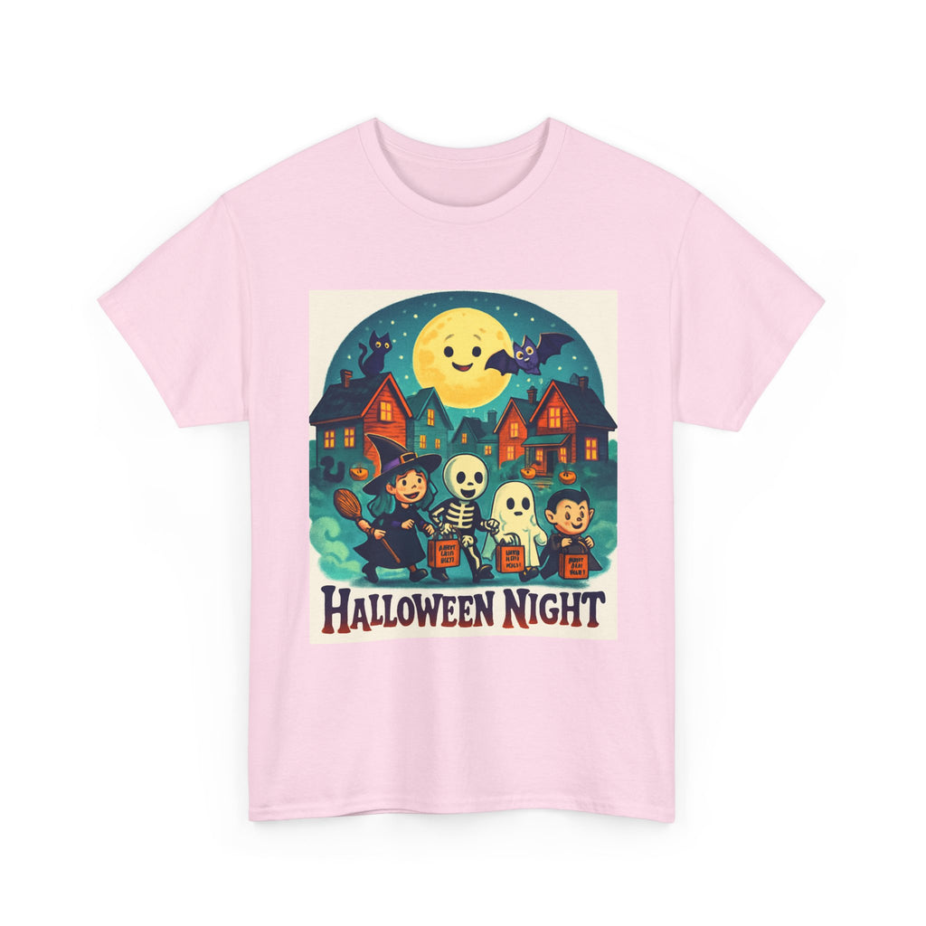 Halloween Night Unisex Heavy Cotton Tee, Spooky T-Shirt, Halloween Costume, Fall Apparel, Ghosts and Ghouls Shirt, Trick or Treat Top