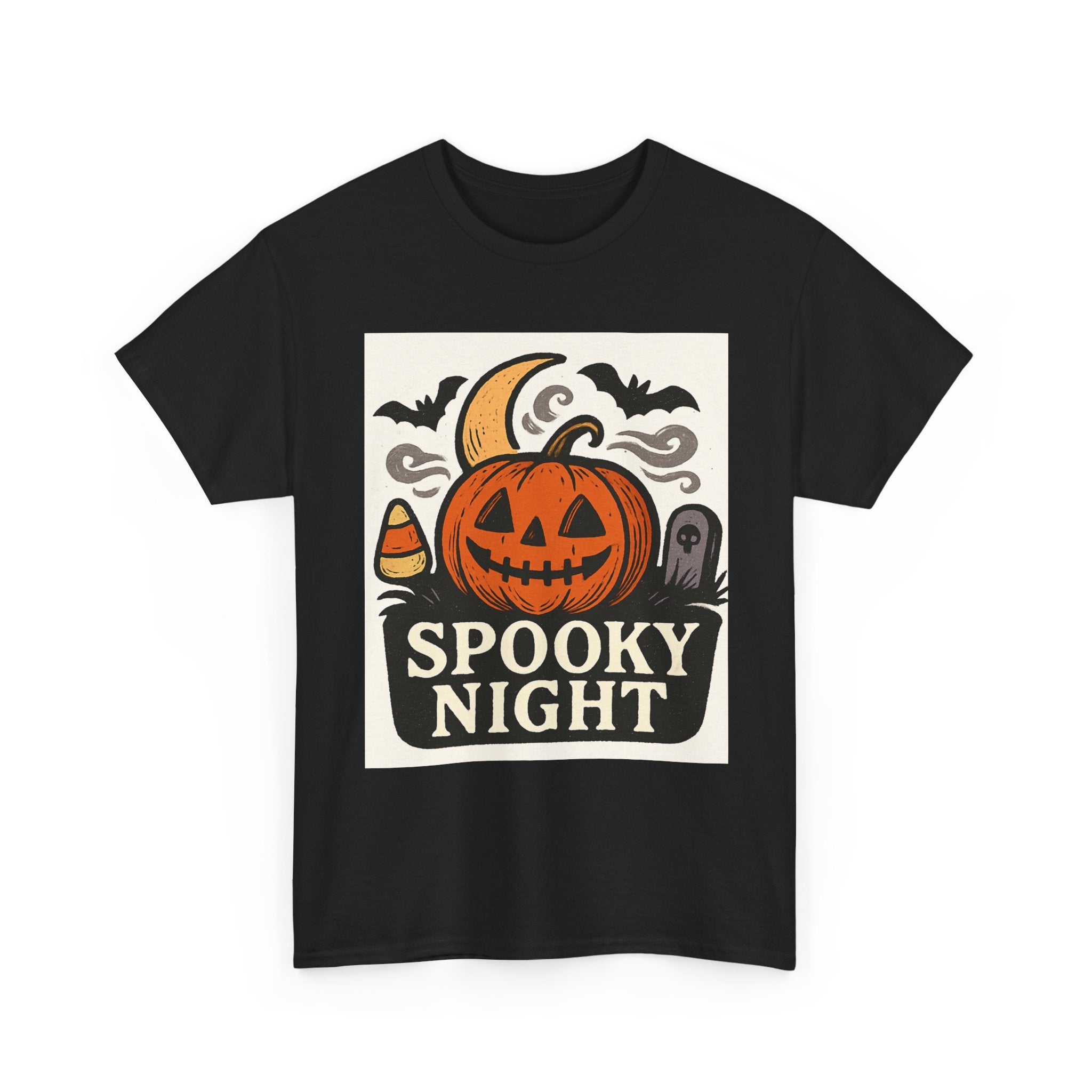 Halloween Spooky Night Tee, Unisex Halloween Shirt, Fall Festivity Apparel, Trick-or-Treat Outfit, Pumpkin Graphic Tee